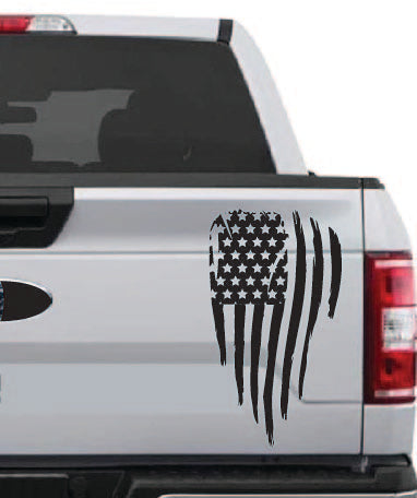 Tailgate American Tethered Flag Vinyl Decal Car Truck Window Graphics Stickers