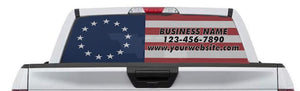 American Flag with Business Name Rear Window Perf Decal Graphic for Truck SUV