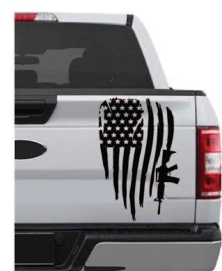 Tailgate AR American Tethered Flag Vinyl Decal Car Truck Window Graphics Stickers