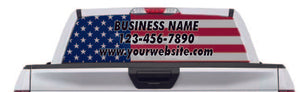 American Flag with Business Name Rear Window Perf Decal Graphic for Truck SUV