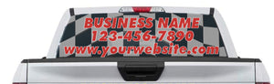 Checkered Flag with Business Name Rear Window Perf Decal Graphic for Truck SUV