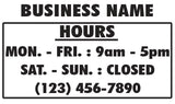 Store Hours Sticker Decal  Sign Business Home Window Door Wall Vinyl Decal