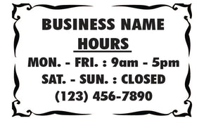 Store Hours Sticker Decal  Sign Business Home Window Door Wall Vinyl Decal