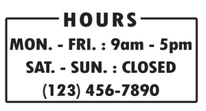 Store Hours Sticker Decal  Sign Business Home Window Door Wall Vinyl Decal