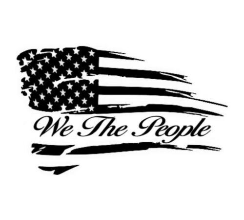 We the People Tethered American Flag Vinyl Decal Car Truck Window Graphics Sticker
